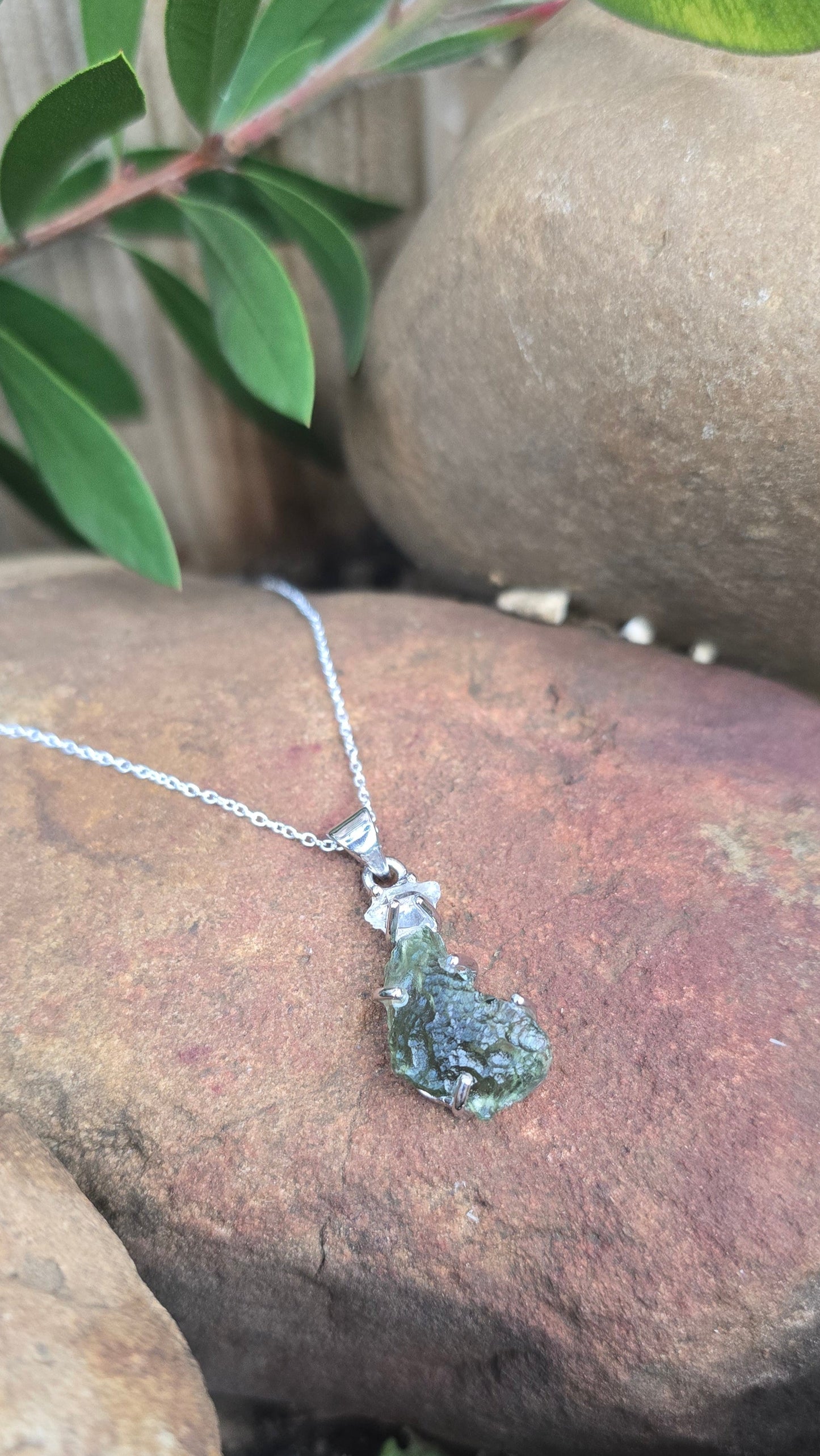 Moldavite & Herkimer Diamond Necklace