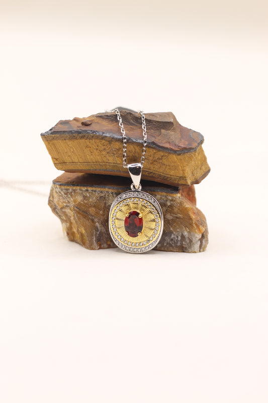 Love & Vitality | Garnet Sterling Silver Opulent Eye Necklace