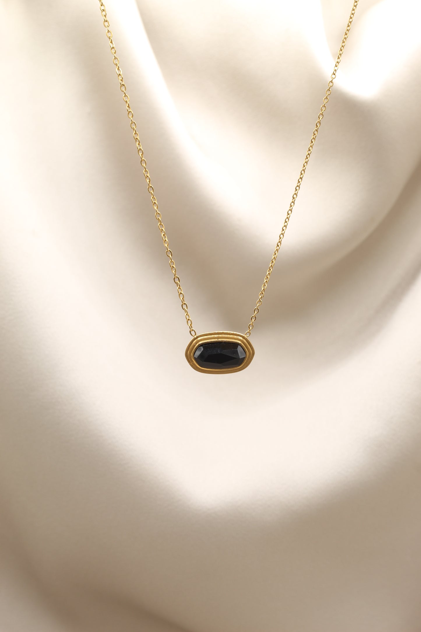 Obsidian plaque necklace