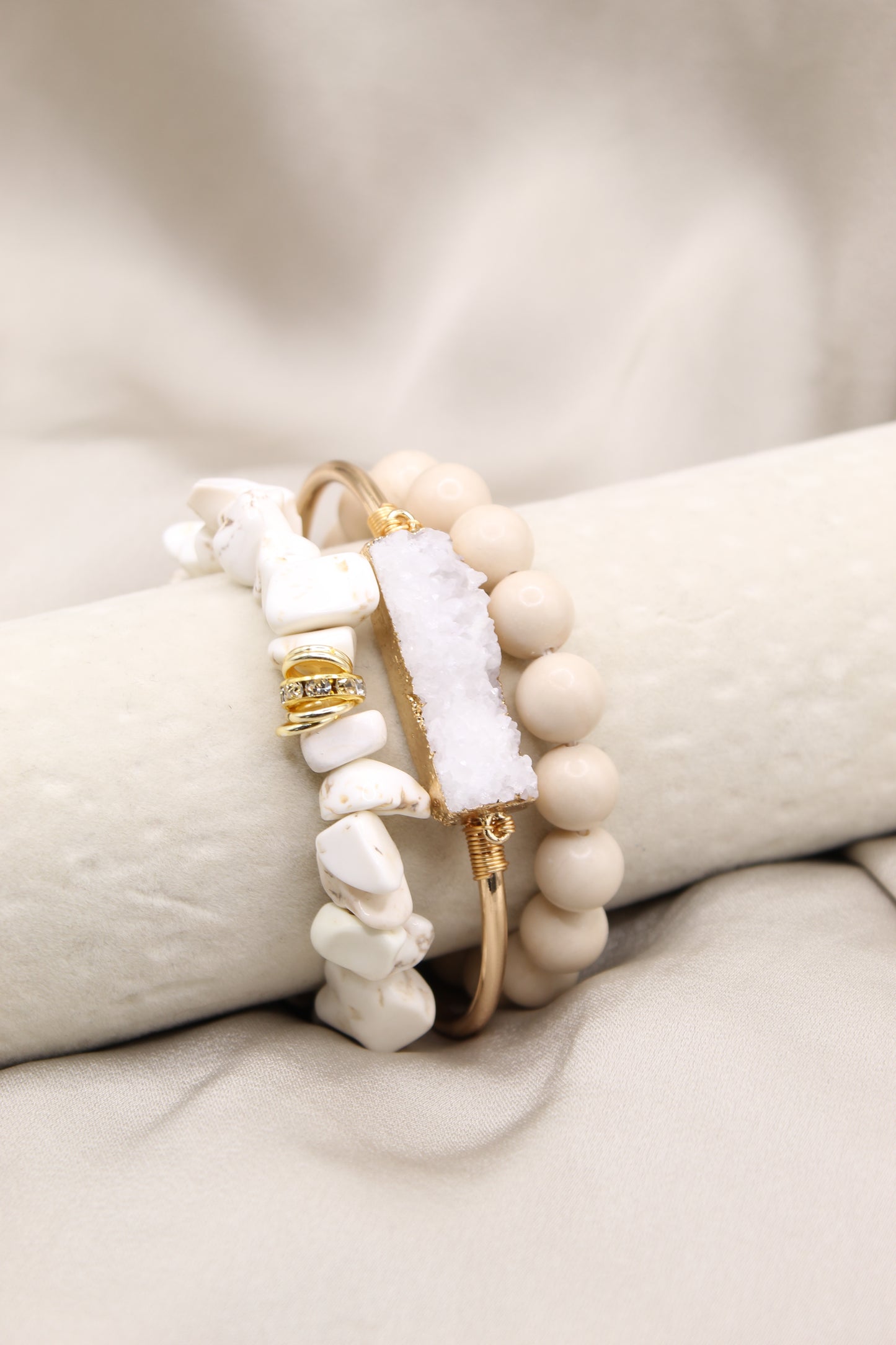 Fossil stone set of 3 bracelets