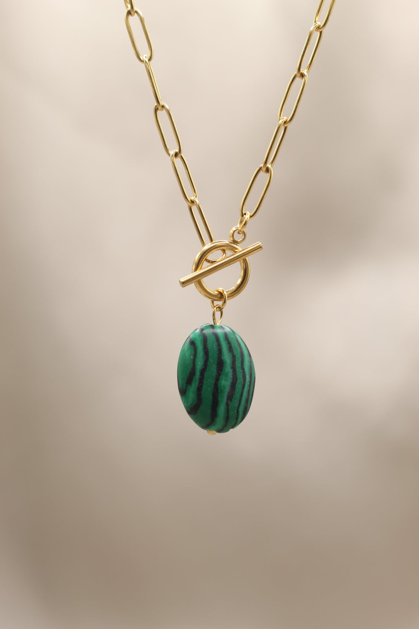 Positivity & Growth | Malachite Tbar gold chain necklace