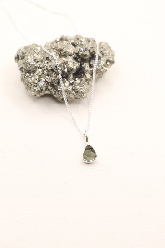 Moldavite Petite Necklace | Sterling Silver