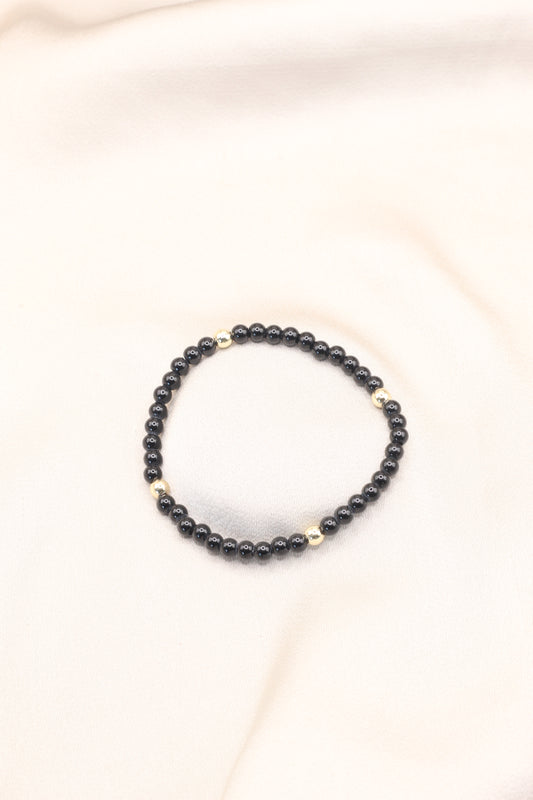 Protect & Ground | Obsidian 4mm beaded bracelet