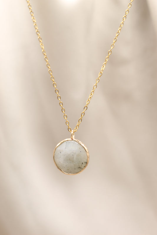 Inner wisdom & nurture | Grey Moonstone moon necklace