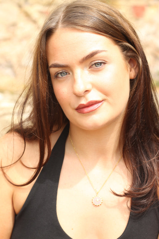 Joy & Vitality | Sunstone compass pendant necklace