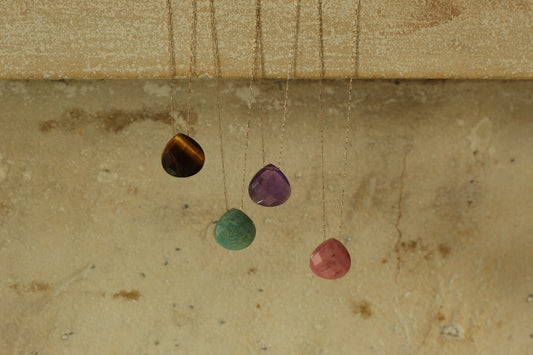 Clarity & Truth | Amazonite Droplet Crystal 14K Gold Plated Necklace