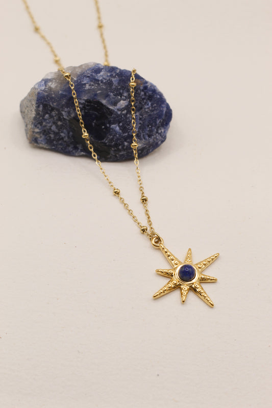 Wisdon & Intuition | Lapis Lazuli gold star necklace