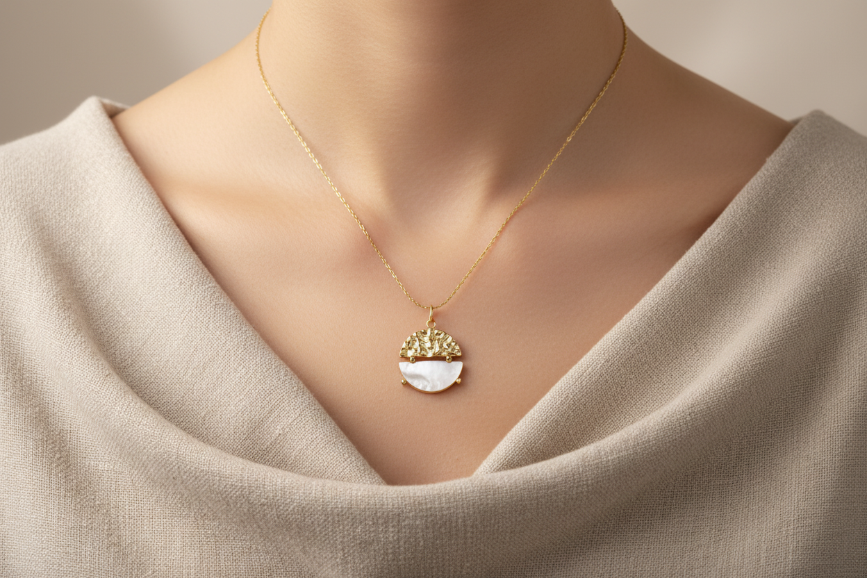 Harmonize | Mother of pearl circle pendant necklace