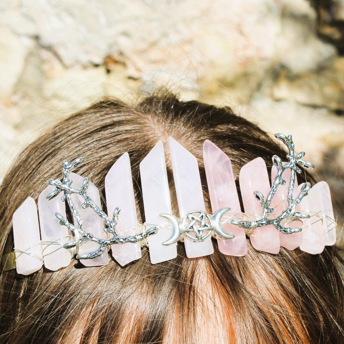 Rose Quartz Crystal Crown