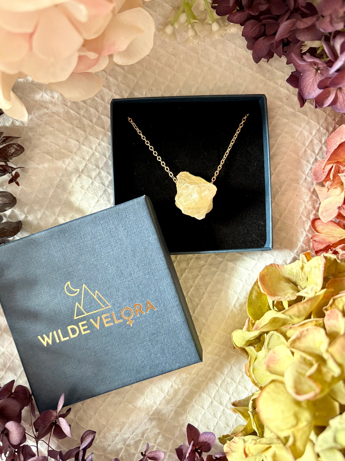 Citrine Raw Crystal 14K Gold Plated Pendant Necklace