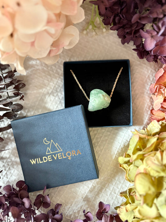 Fluorite Raw Crystal 14K Gold Plated Pendant Necklace