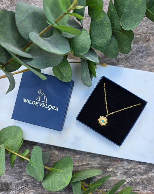 Turquoise 14K Gold Plated Eye pendant