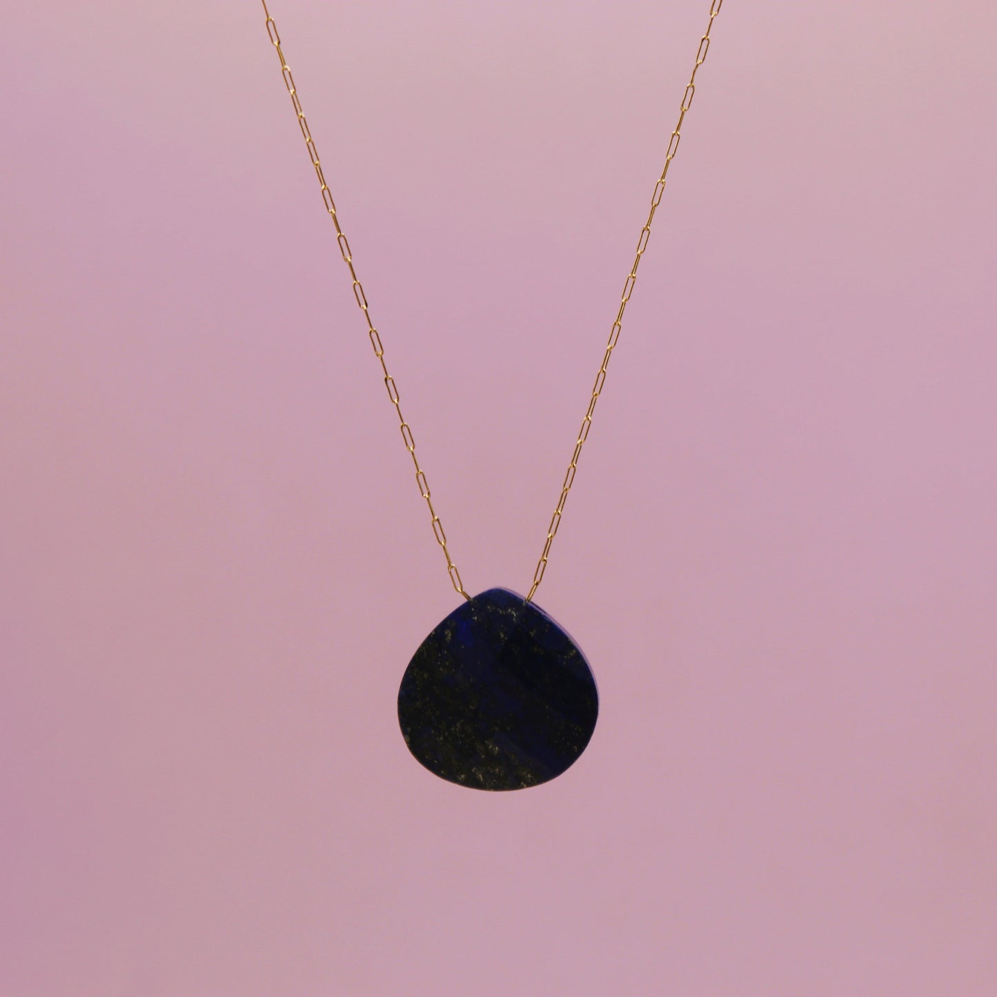 Lapis Lazuli Droplet Crystal 14K Gold Plated Necklace