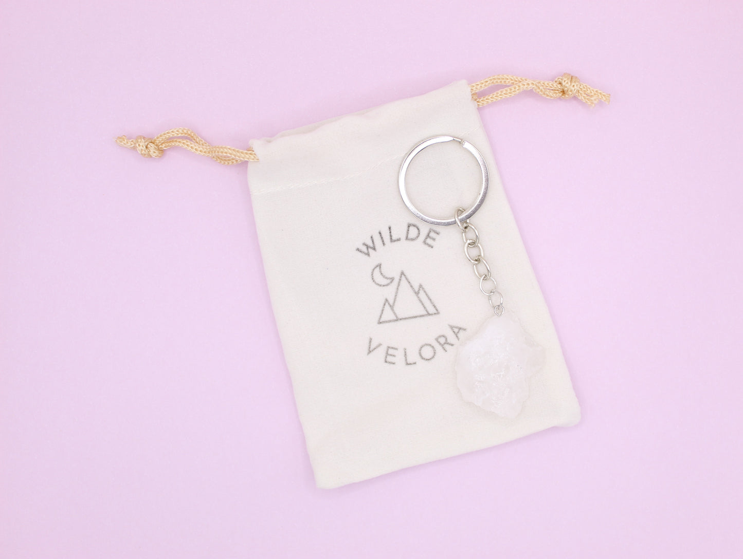 clear quartz keyring