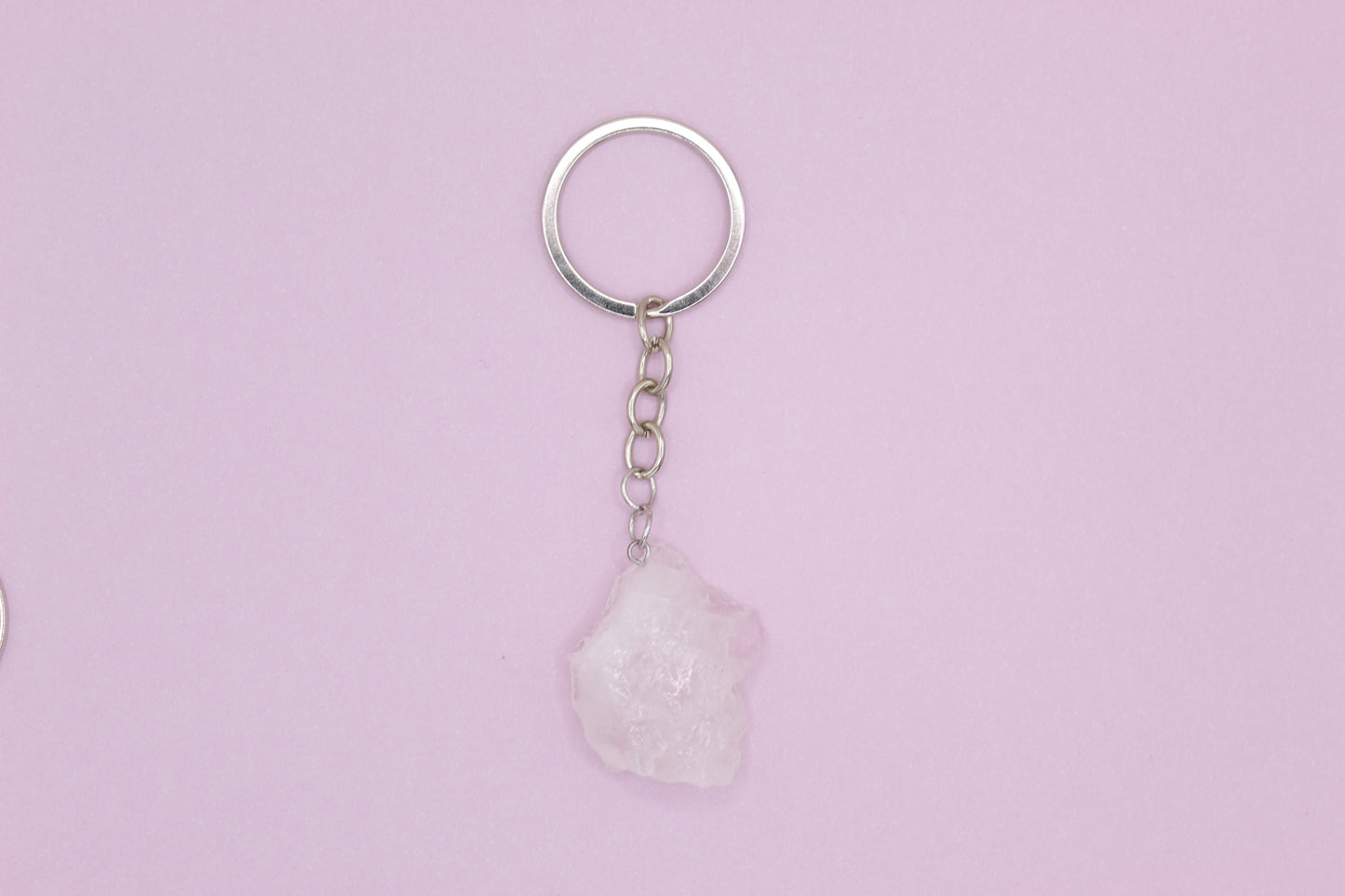 Clear Quartz Raw Crystal Keychain