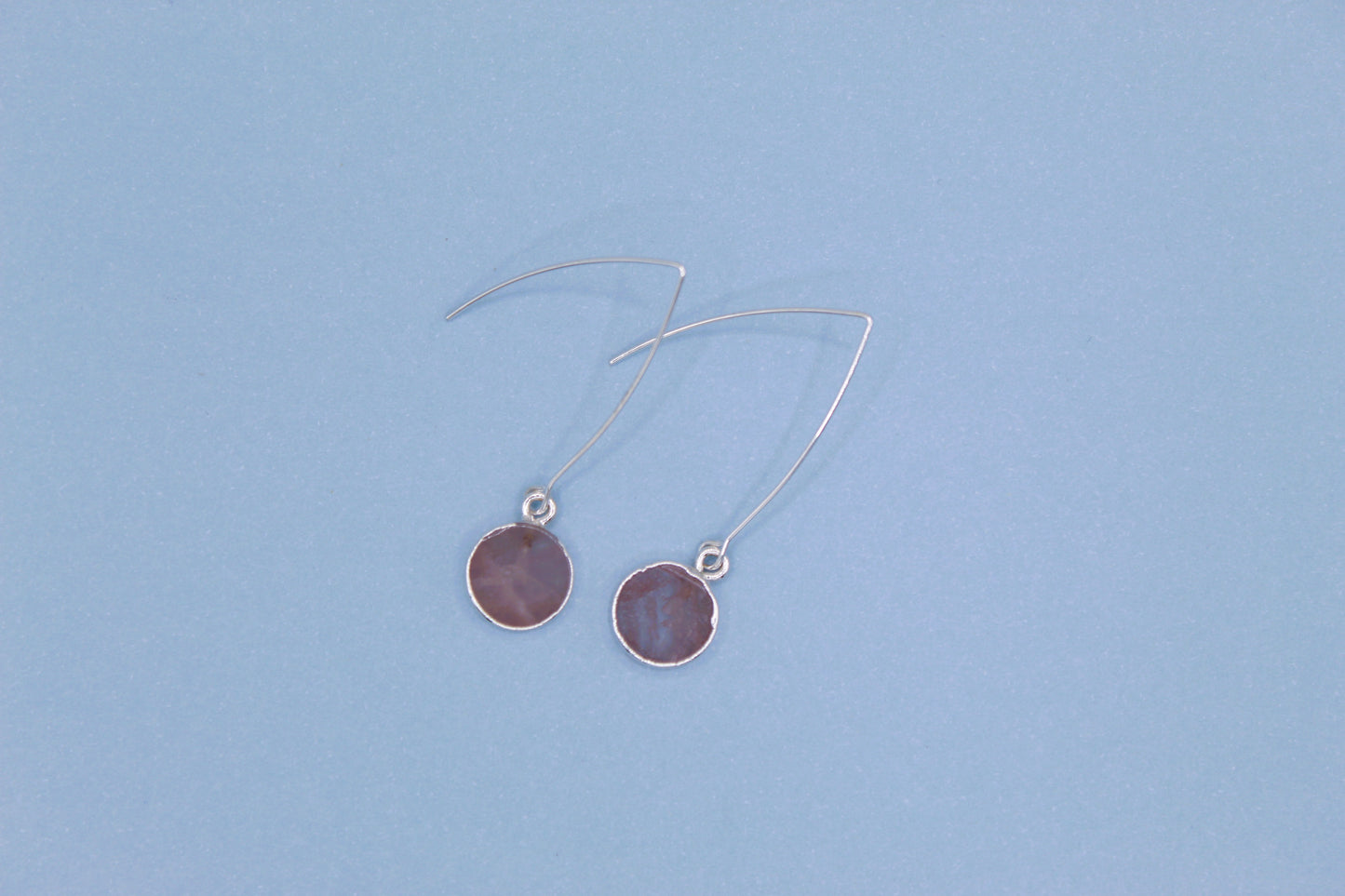 silver rose quartz earrings