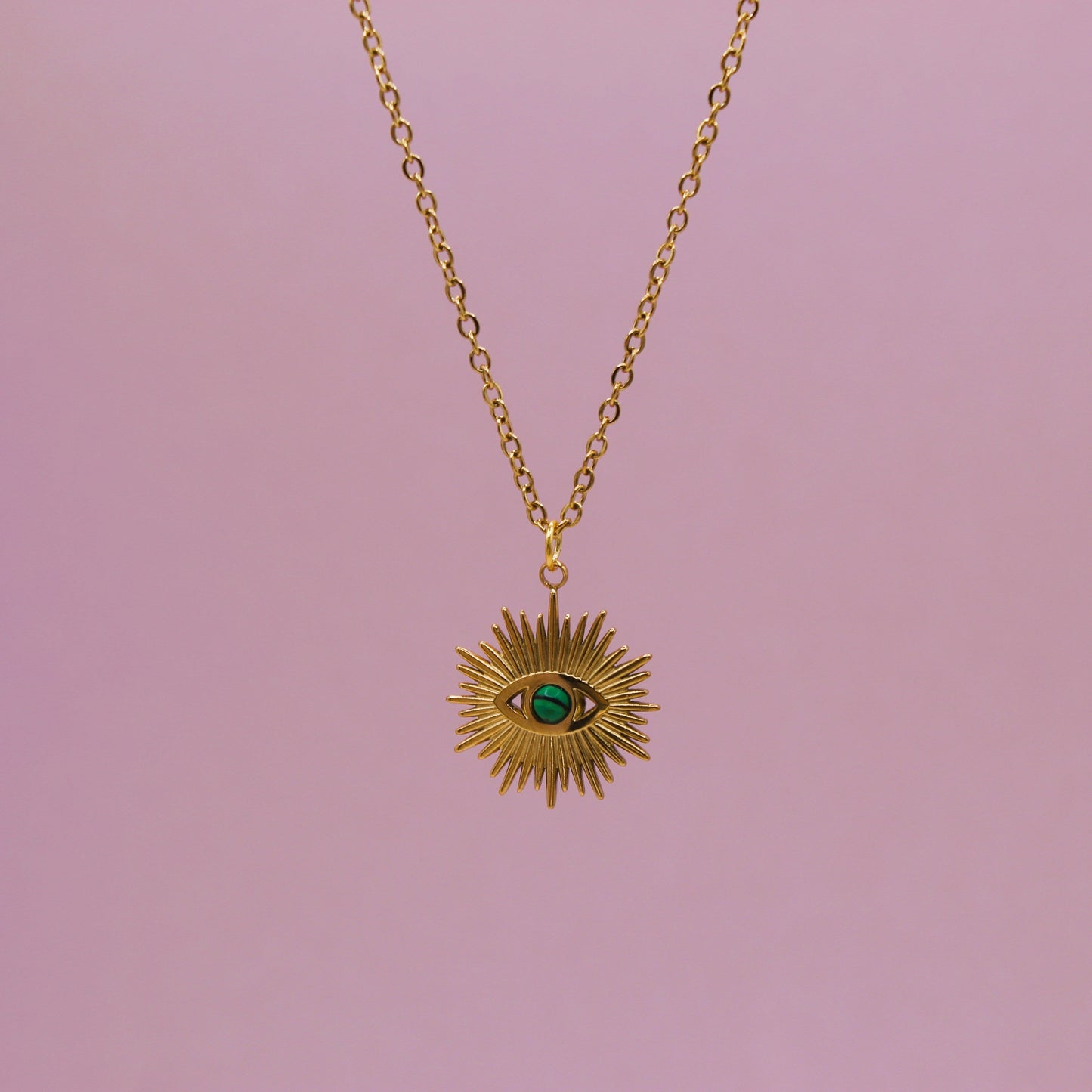 Malachite14K Gold Plated Eye pendant
