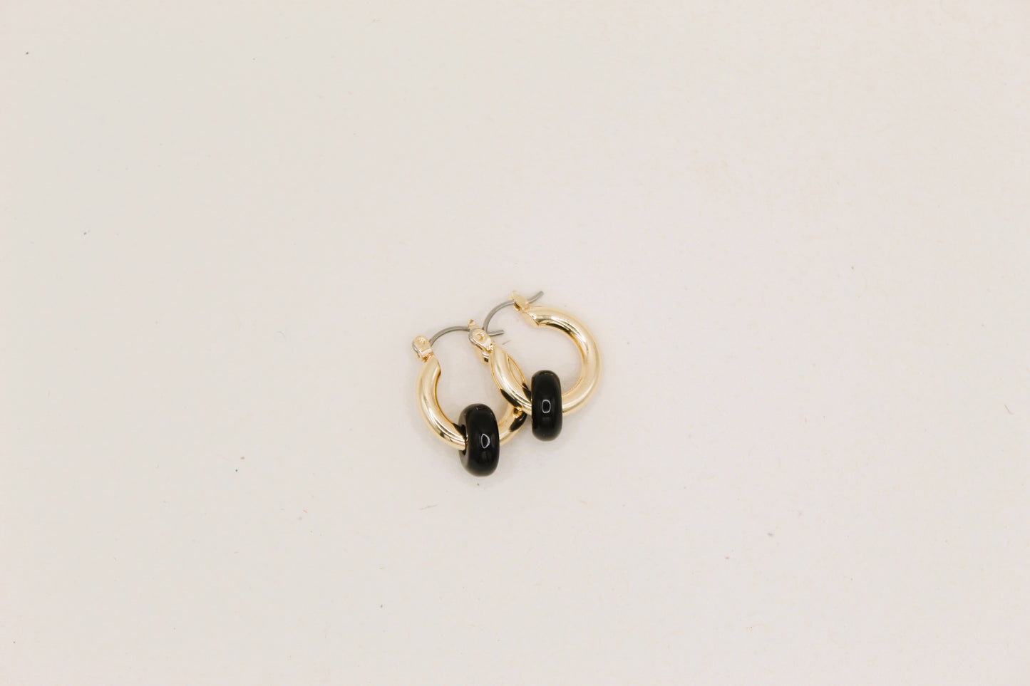 gold obsidian chunky round hoop earrings