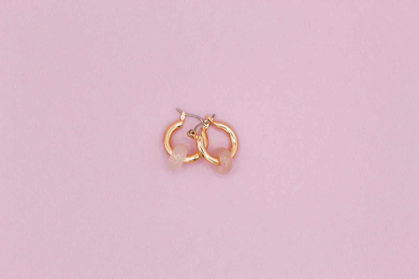 rose quartz and gold earrings