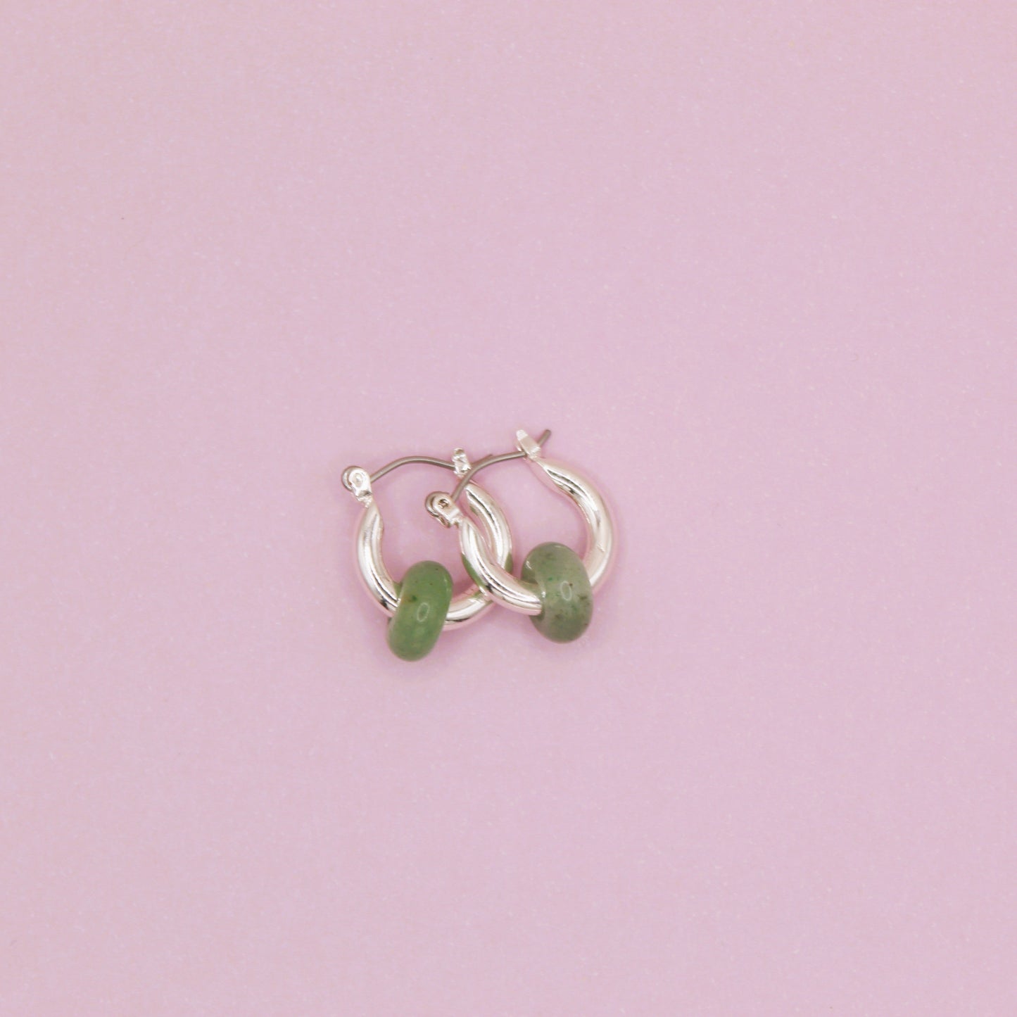 silver earrings with jade gems
