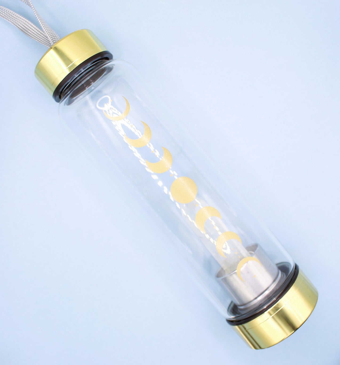 Moon Phase Crystal Glass Water Bottle
