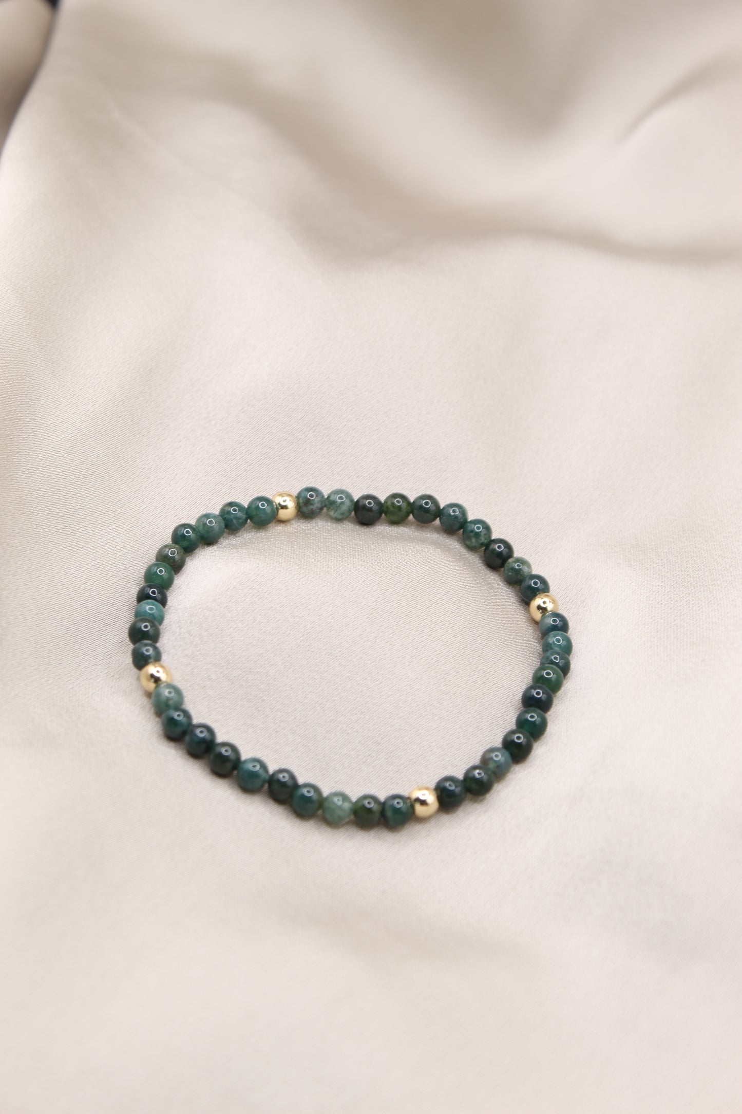 Moss agate 4mm beaded bracelet