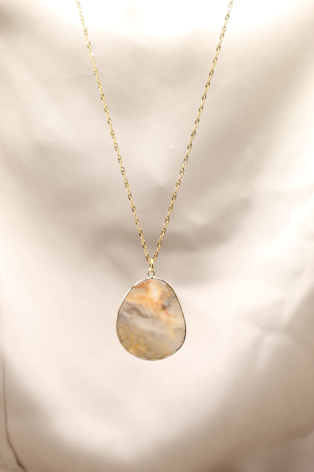 Laughter & light | Crazy Lace Agate | Large slice Necklace