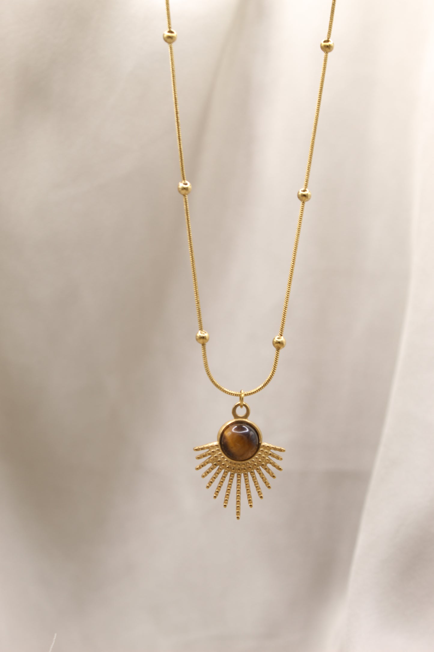 Tigers Eye Gold Fan necklace