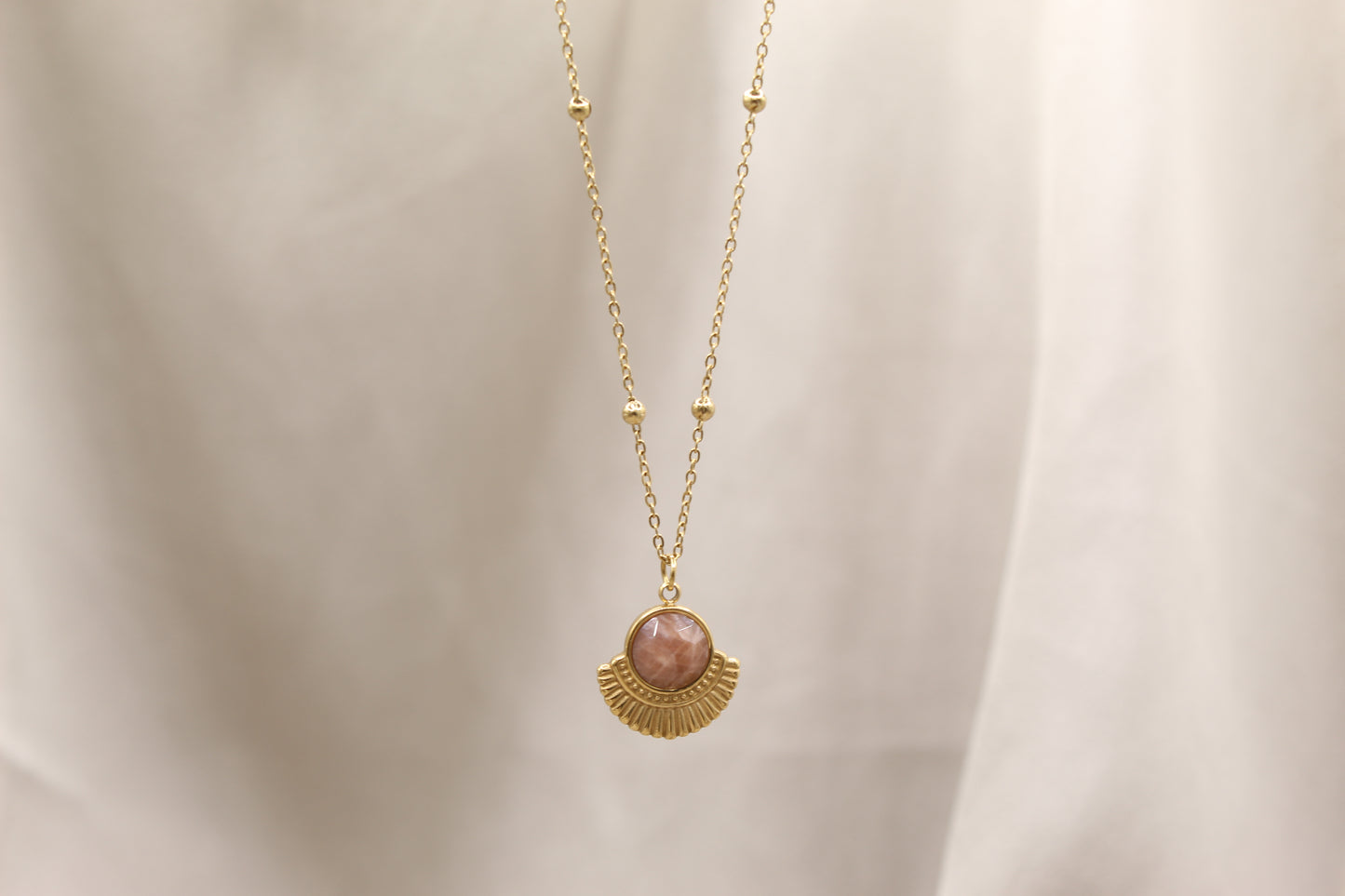 Sunstone Gold Fan necklace