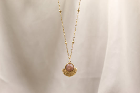 Sunstone Gold Fan necklace