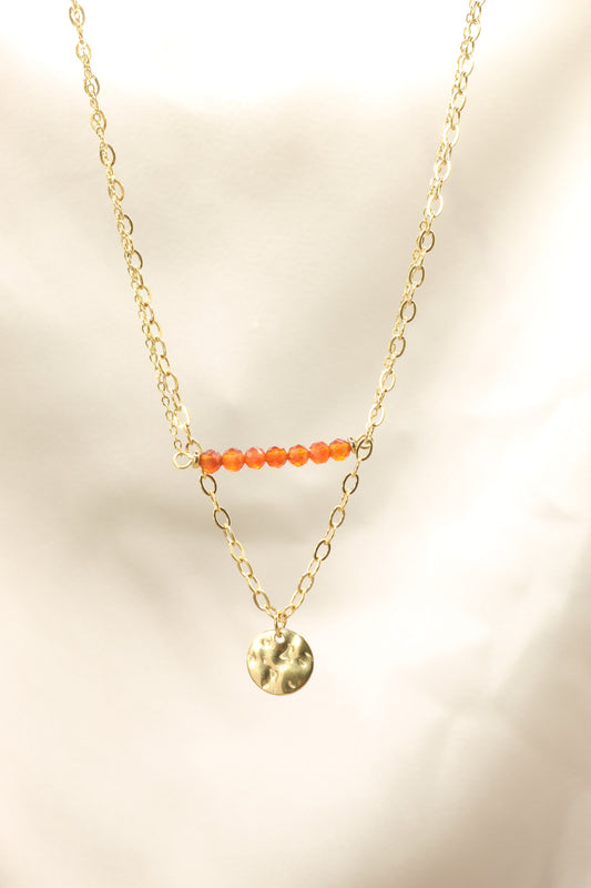 Creativity & Confidence | Carnelian double chain necklace with coin pendant