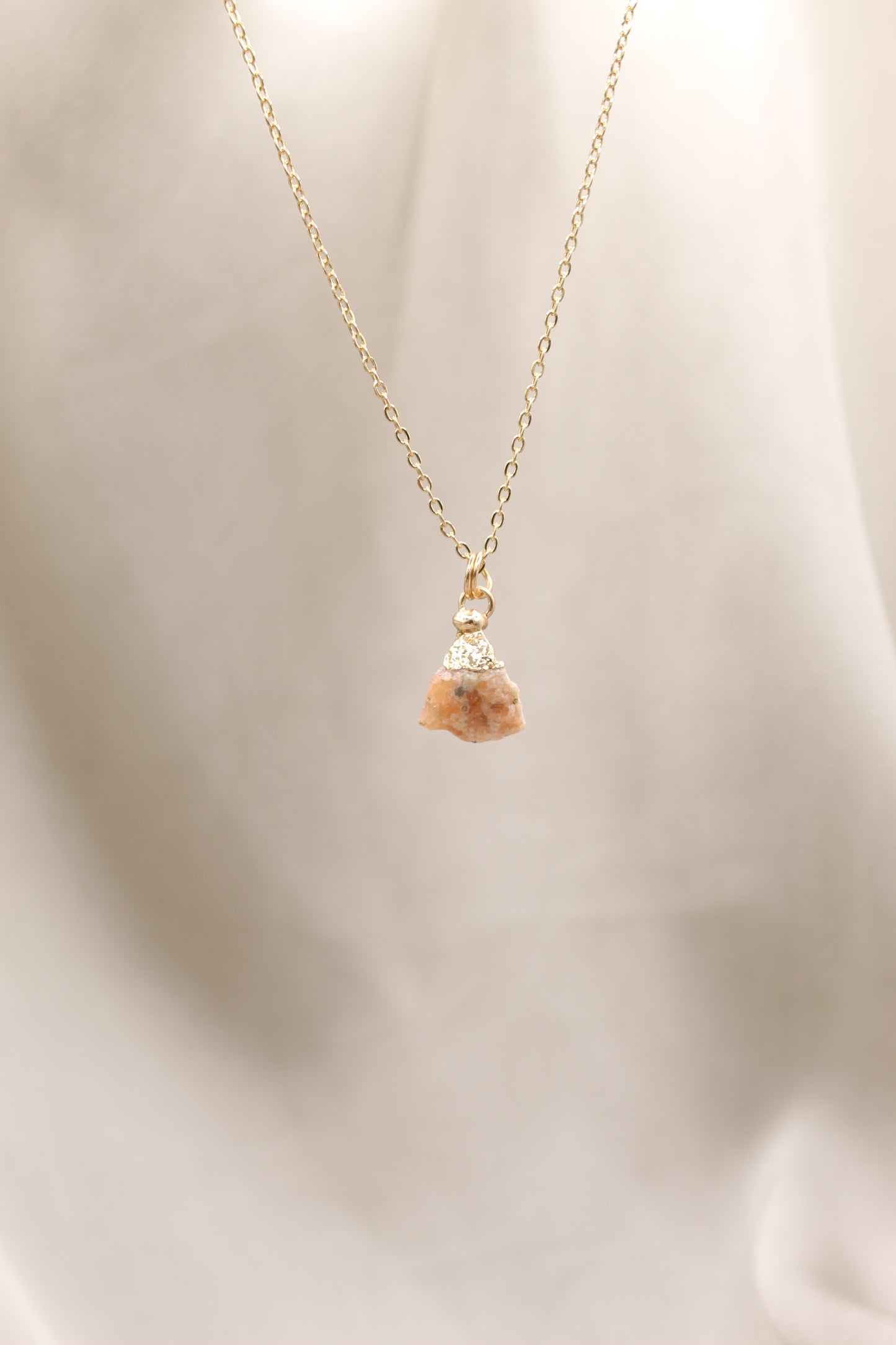 Gold Sunstone rough pendant necklace