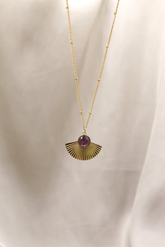 Peace & Calm | Amethyst Gold Fan necklace