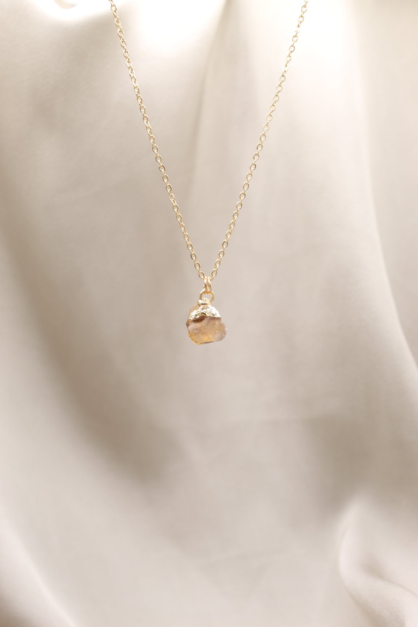 Gold Citrine rough pendant necklace
