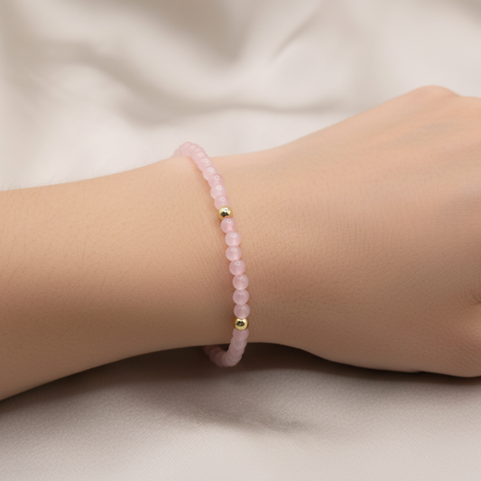 Love & emotional healing | Rose quartz 4mm beaded bracelet