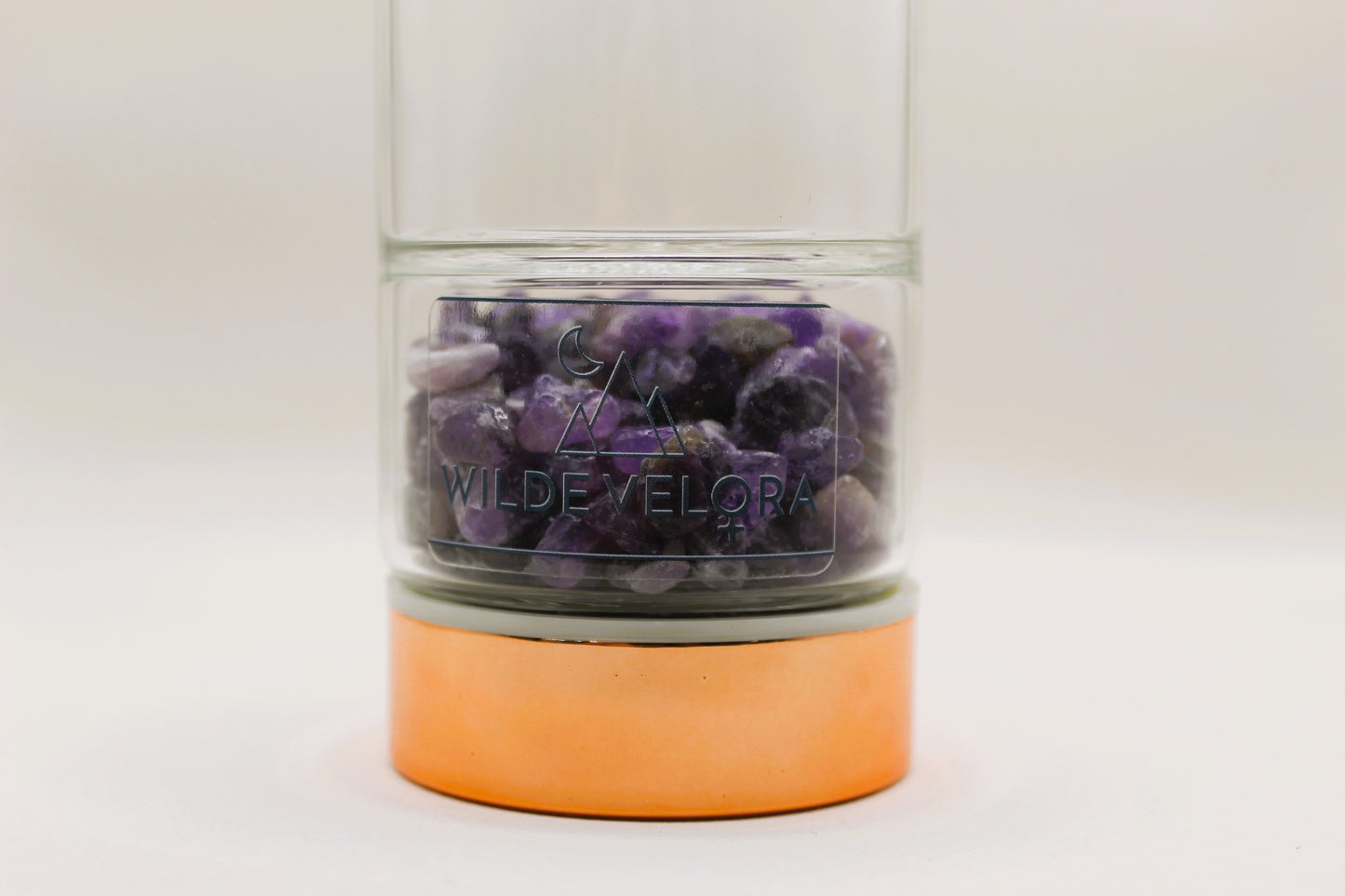 Crystal Glass Tea Infuser Bottle - Rose Gold & Amethyst