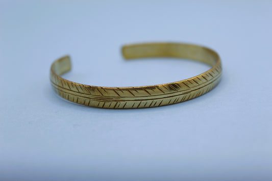 Brass Tibetan Bracelet - Slim Tribal Leaf