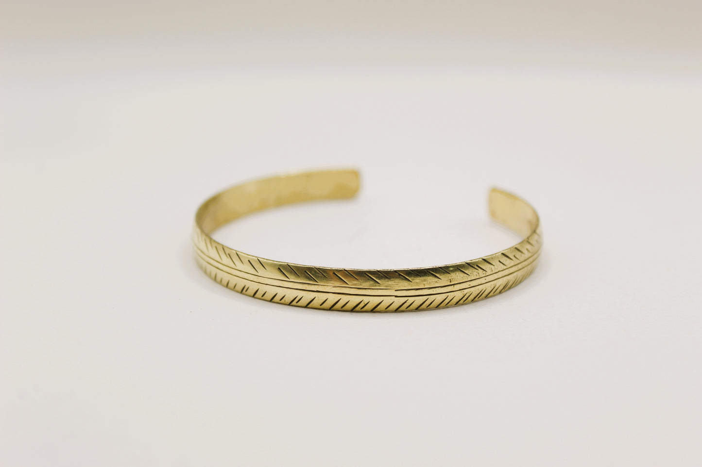 Brass Tibetan Bracelet - Slim Tribal Leaf