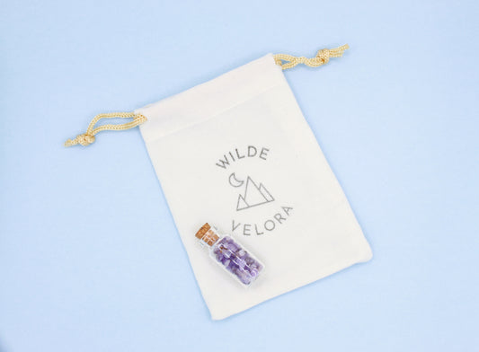 amethyst crystals in glass bottle gift