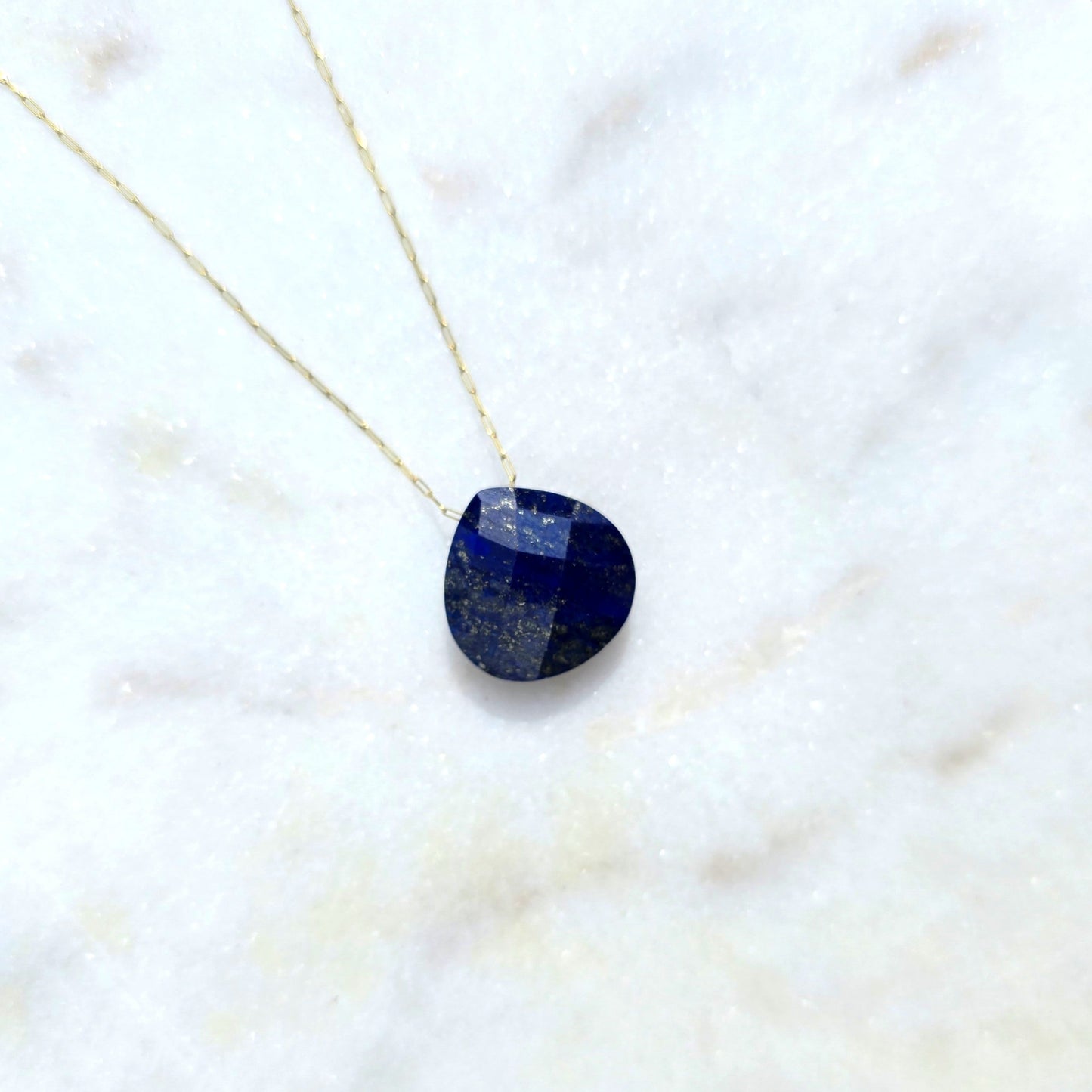 Lapis Lazuli Droplet Crystal 14K Gold Plated Necklace