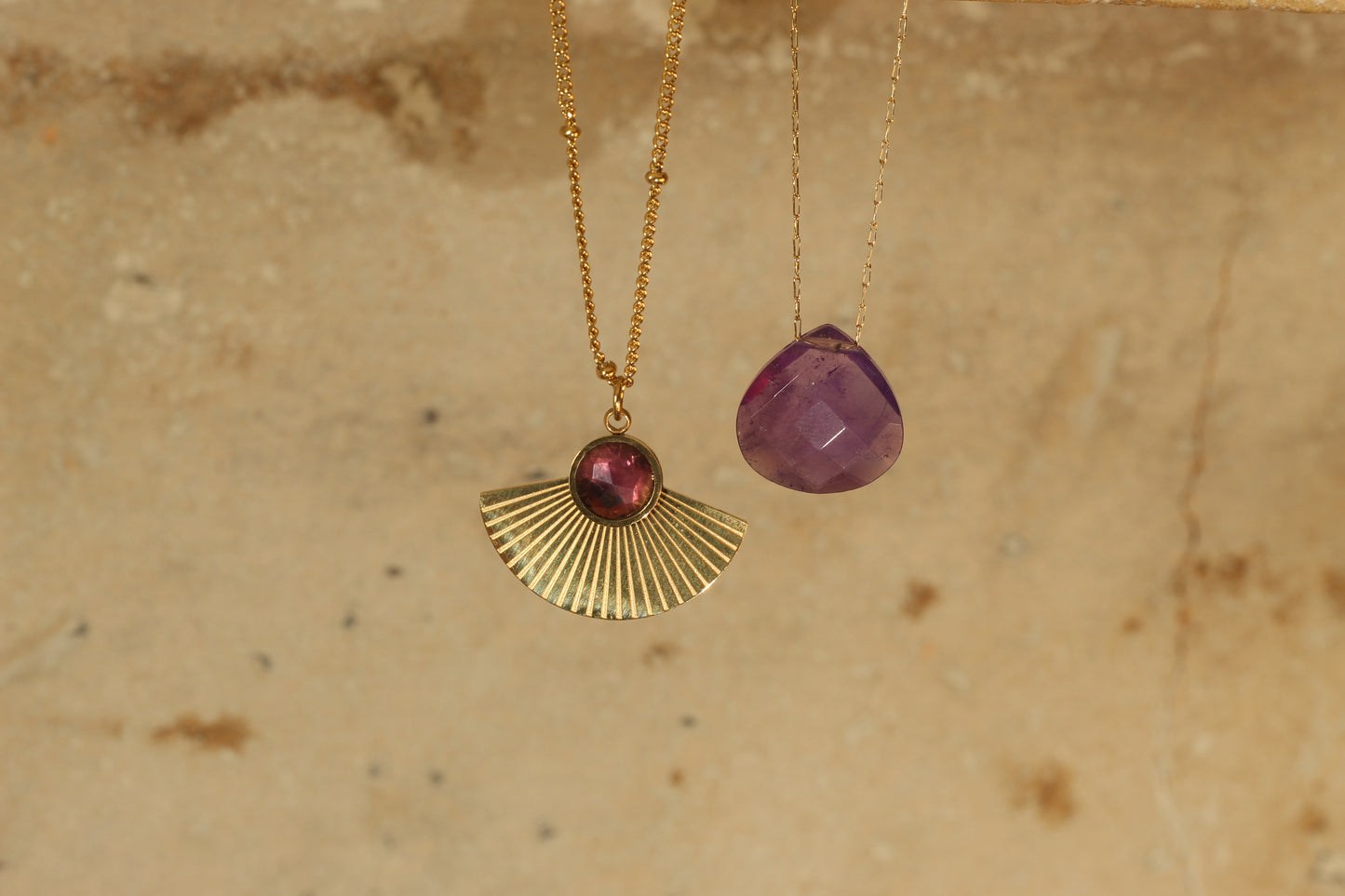 Amethyst Gold Fan necklace