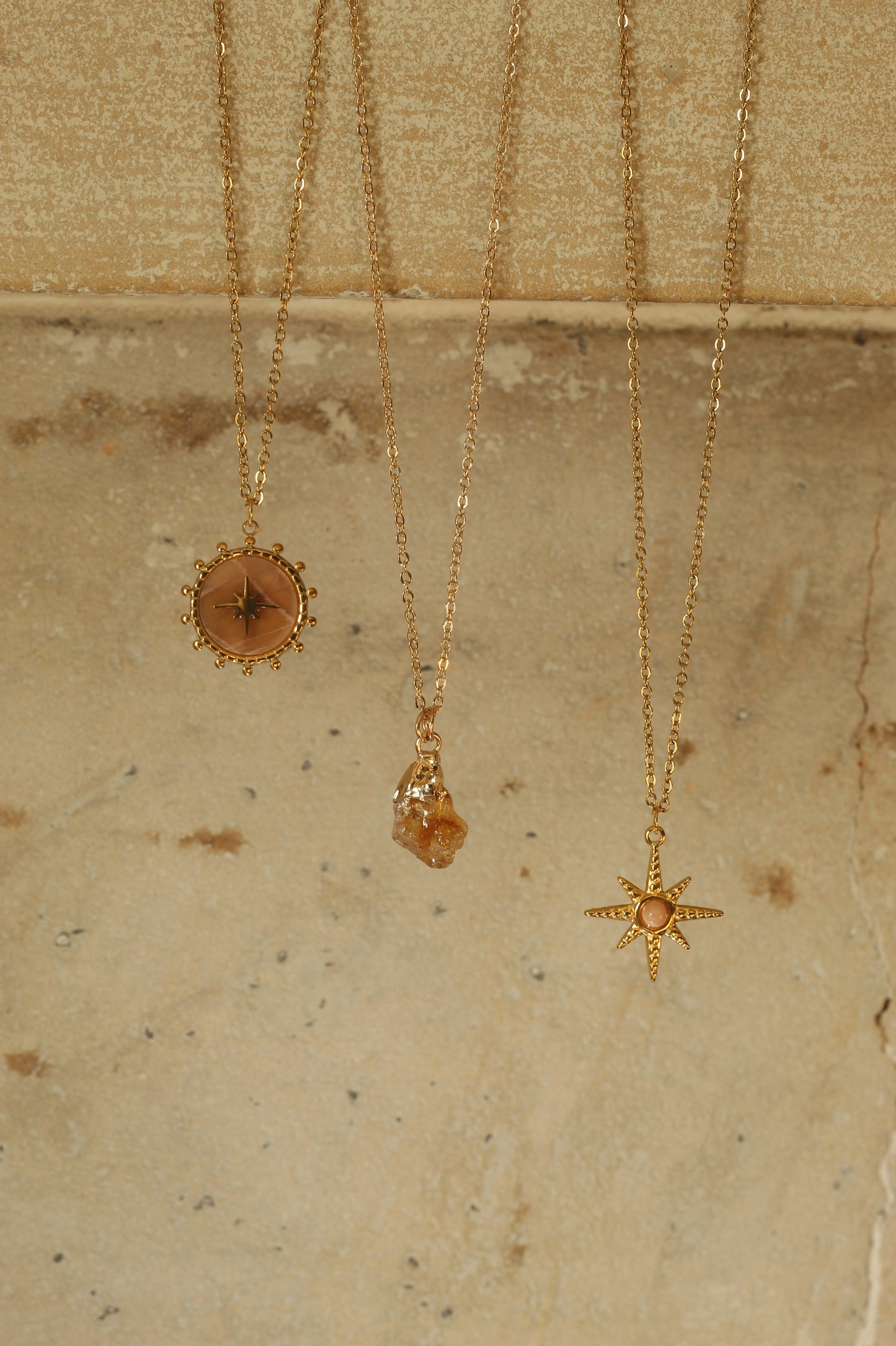 Sunstone star necklace
