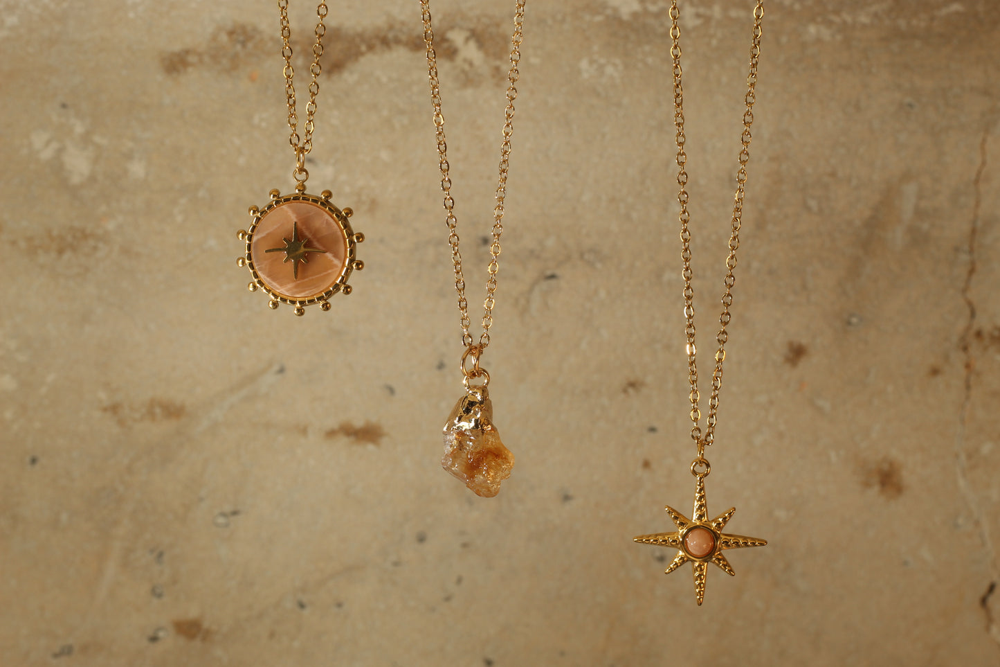 Sunstone star necklace