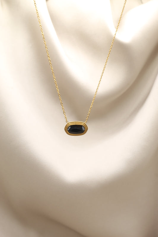 Obsidian plaque necklace