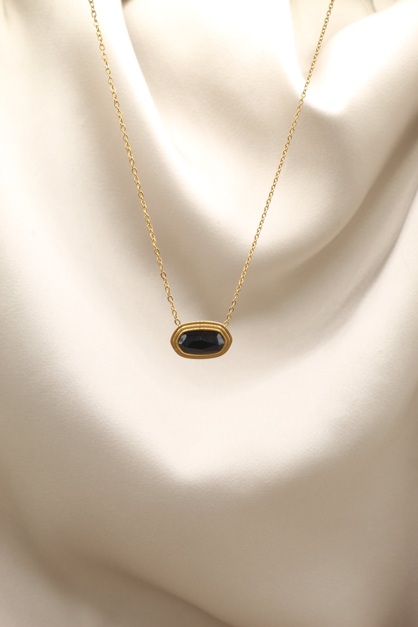 Obsidian plaque necklace