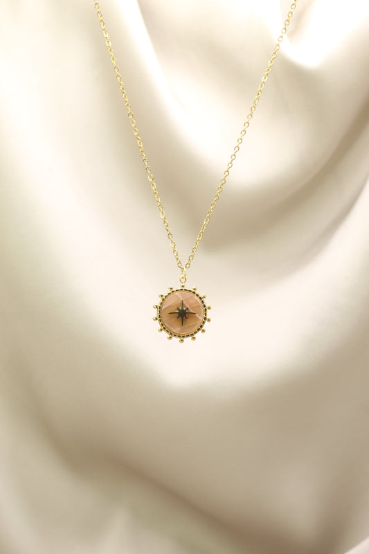Sunstone compass pendant necklace