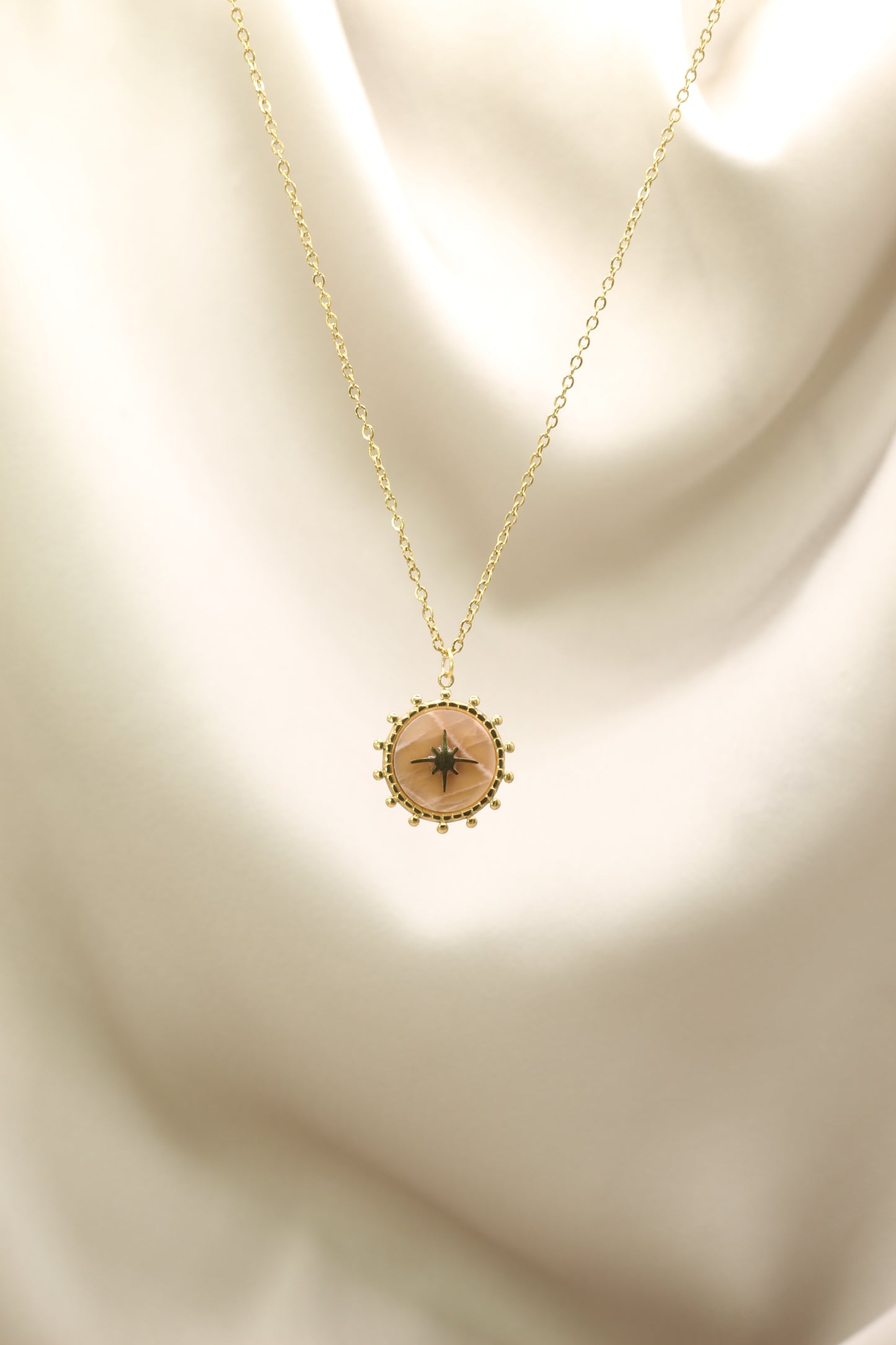 Sunstone compass pendant necklace