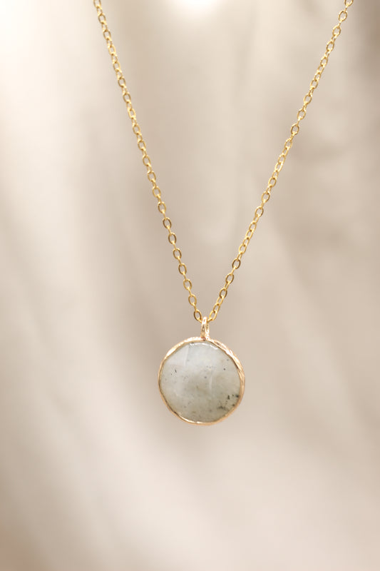 Inner wisdom & nurture | Grey Moonstone moon necklace