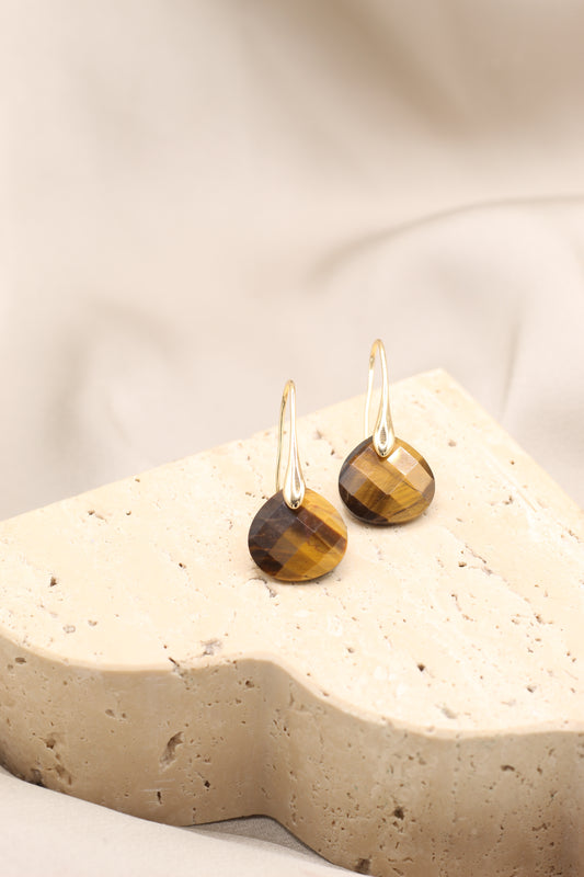 Courage & Strength | Tigers Eye droplet earrings