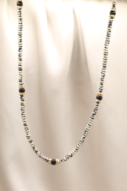 Rooted Mischief | Dalmation Jasper & Black Agate Necklace